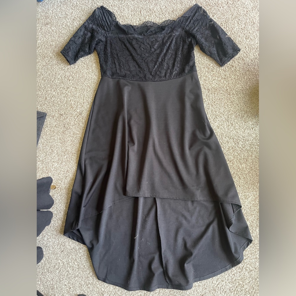 Hi-Low Black Lace Formal Dress